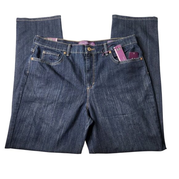 Gloria Vanderbilt Amanda Jeans Women's Dark Denim Classic Tapered Leg Size 16 - Picture 1 of 10
